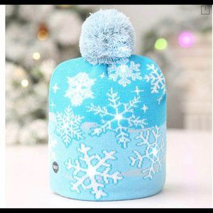 LED Snowflake Blue ADULT Beanie Hat Light Up